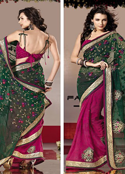 Green and Pink Georgette Saree